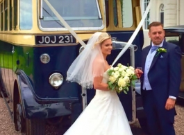 Blue bus for wedding hire in Birmingham